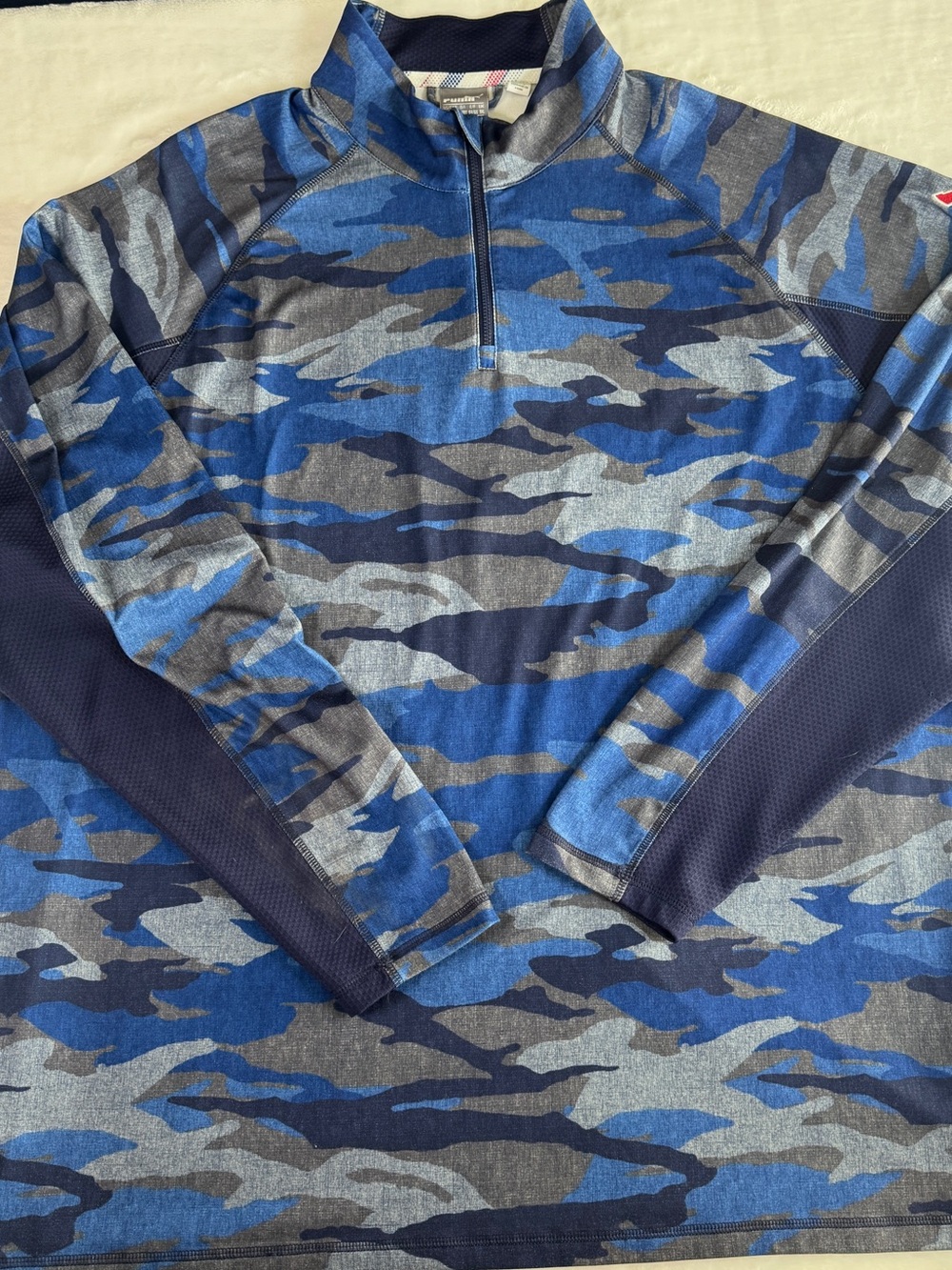 Puma Blue Camo 1/4 Zip Performance Pullover Bank of America Logo Men’s XXL